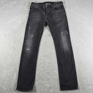 Diesel Safado Jeans Men's 29x30 Black Denim Distressed Slim Straight Button Fly
